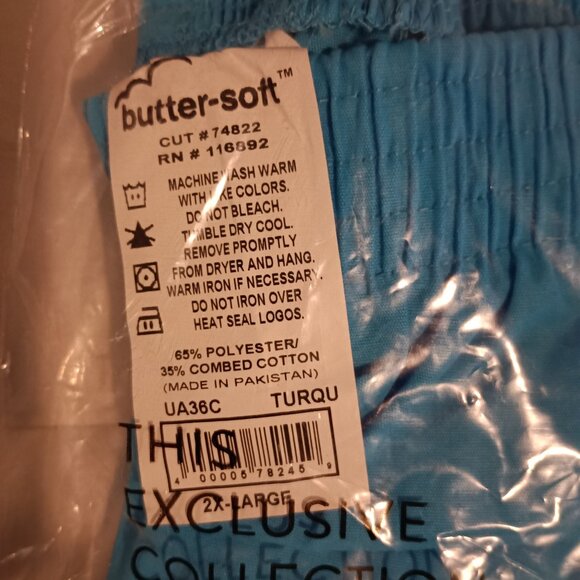 Butter-Soft Scrub Pant Turquoise 2X NWT - Picture 2 of 3